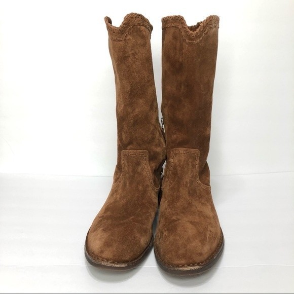 Trask Audra Boots Womens 10 M Pull On Zip Almond Toe Mid Calf Suede Casual - Picture 13 of 15